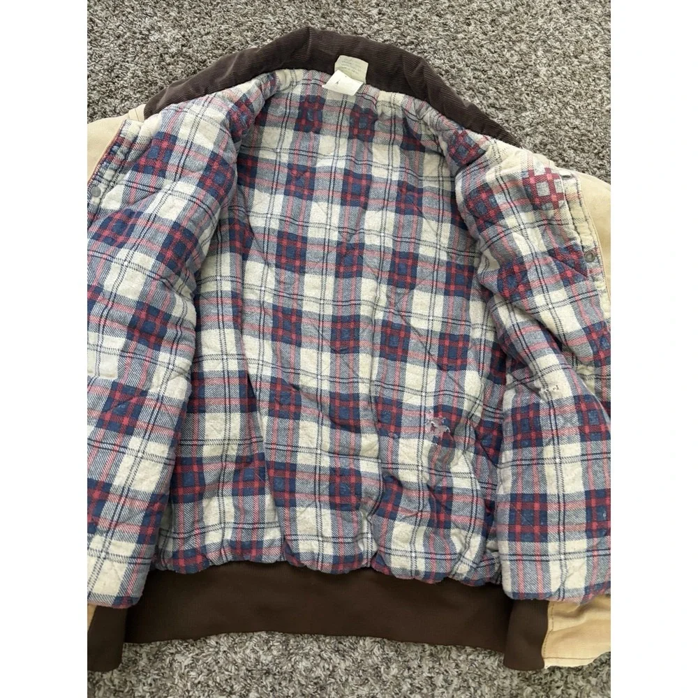 Pella Big Dutch Canvas Work Coat Distressed Flannel Lined Convertible Large USA